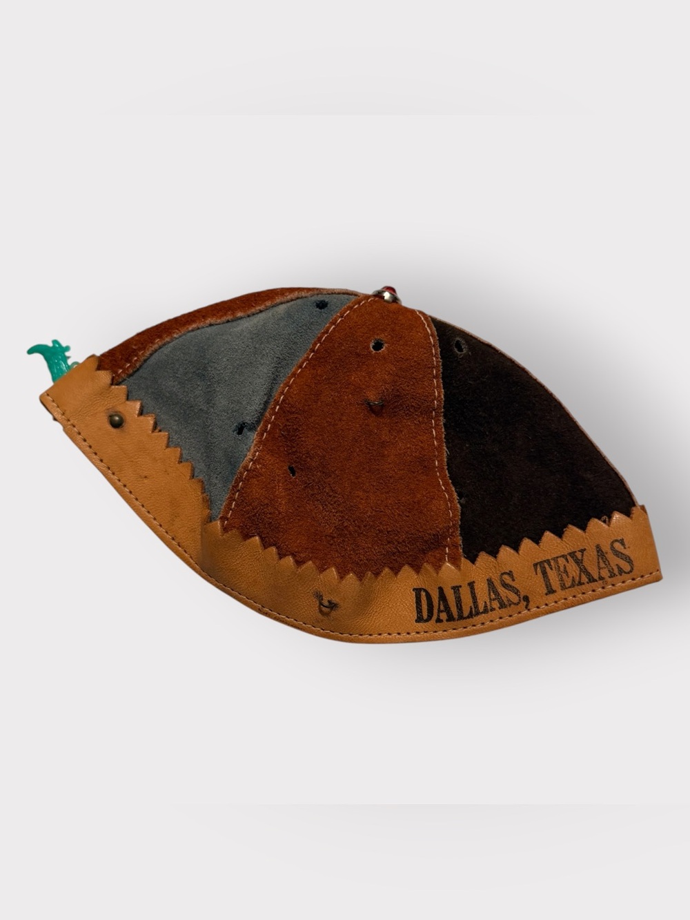 ⁠Vintage 1950s Dallas TX Souvenir Leather Suede Beanie Cap Cowboy Charm Skullcap